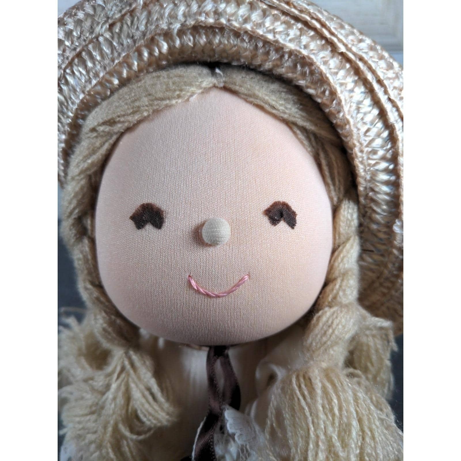 Vintage Applause Tessie Pepite Cloth Doll 1984 Straw Hat