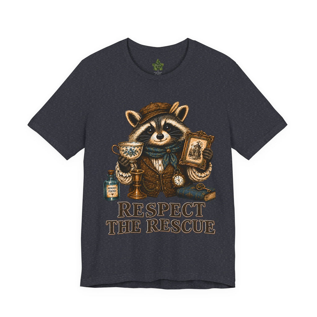 Respect The Rescue Raccoon Tee, Vintage Thrift Lover Shirt, Estate Sale Gift