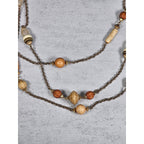 Vintage Multi Strand Beaded Necklace Earth Tone Chain Necklace