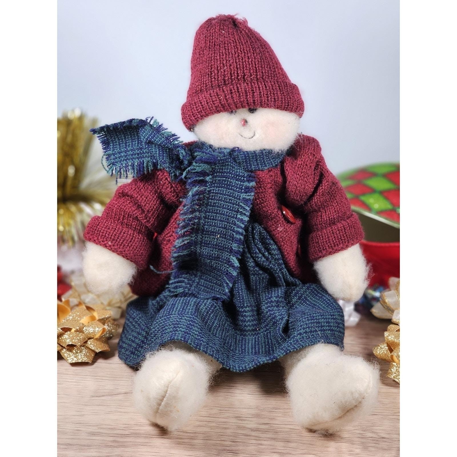 Vintage Snowman Plush Figure Crazy Mountain Imports 11 Inch