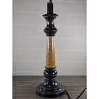 Vintage Wood Table Lamp 30" Tall Black Gold Distressed Base