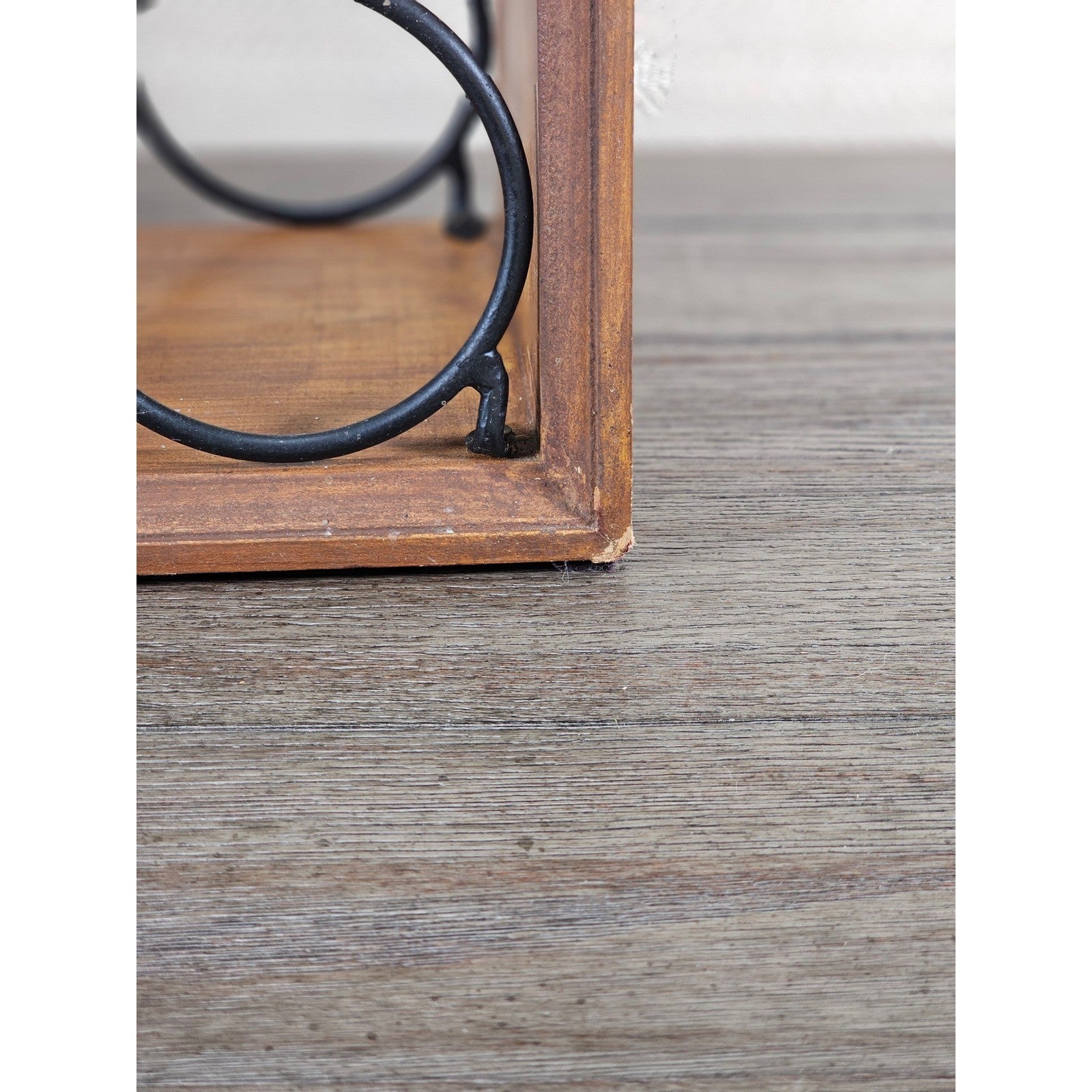 Vintage Wood & Metal Wine Bottle Holder | 3-Bottle Countertop Wine Rack