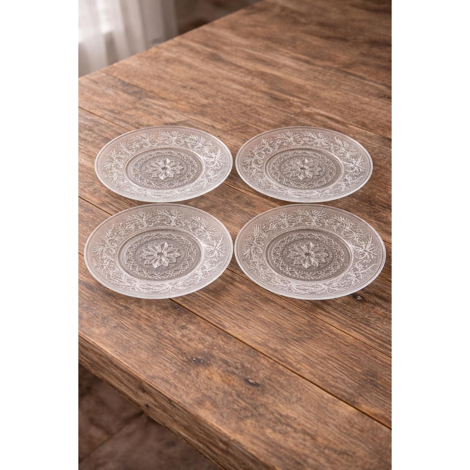 Anchor Hocking Sandwich Glass Salad Plates Set of 4 7.25" Floral