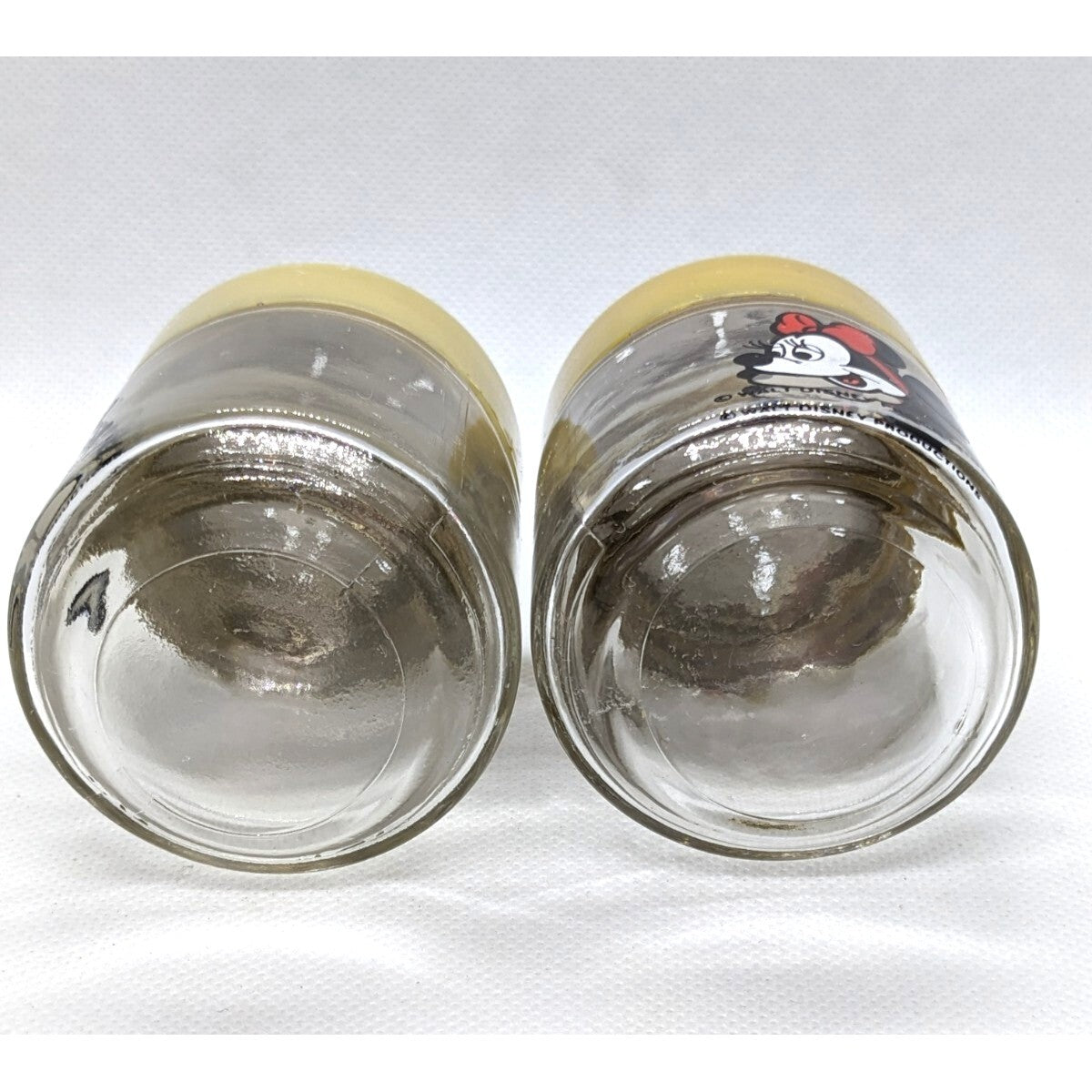 Vintage Walt Disney Mickey & Minnie Mouse Salt & Pepper Glass Shaker Set