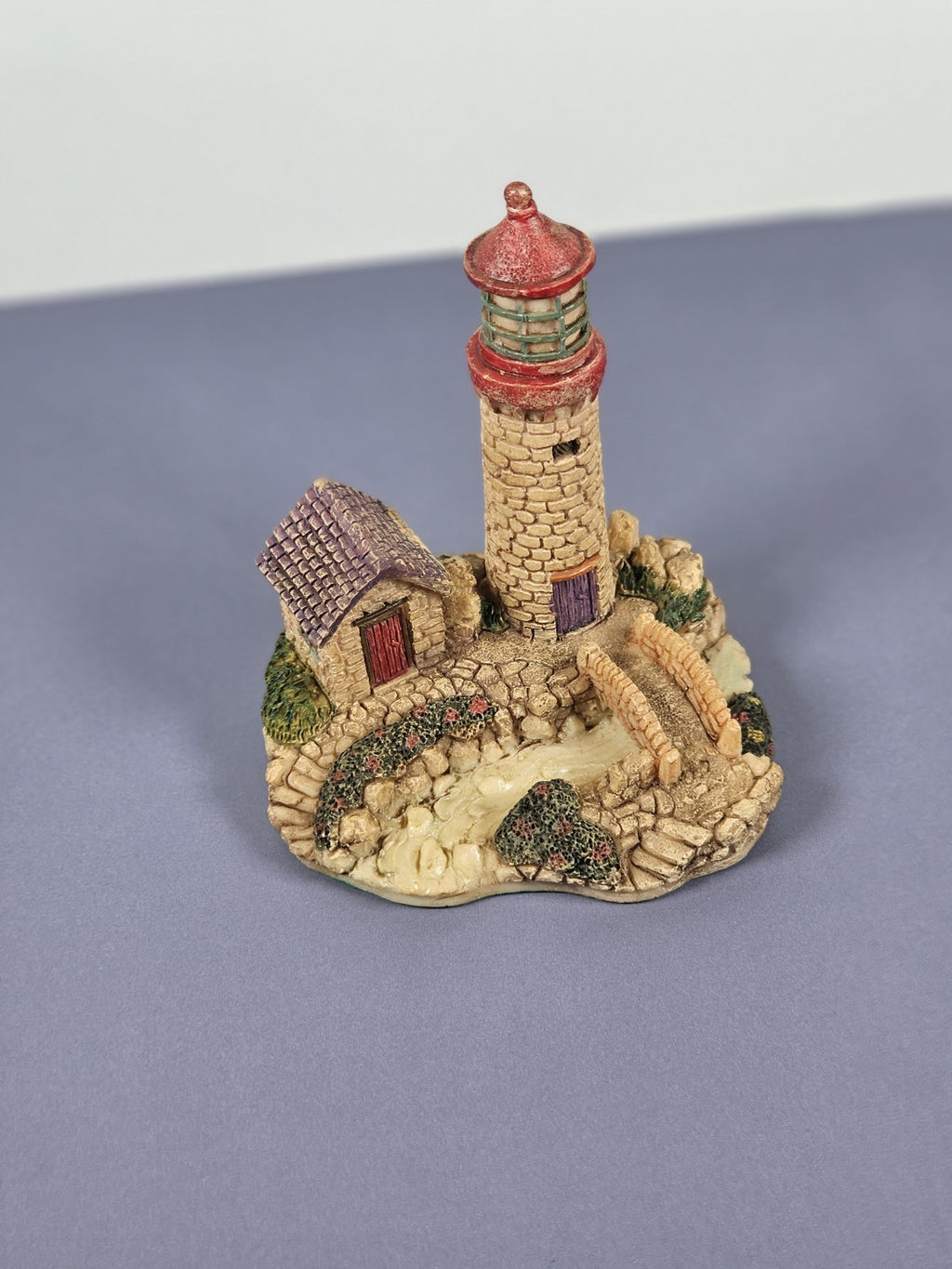 Vintage Ks Collection Lighthouse Figurine Stone House & Bridge
