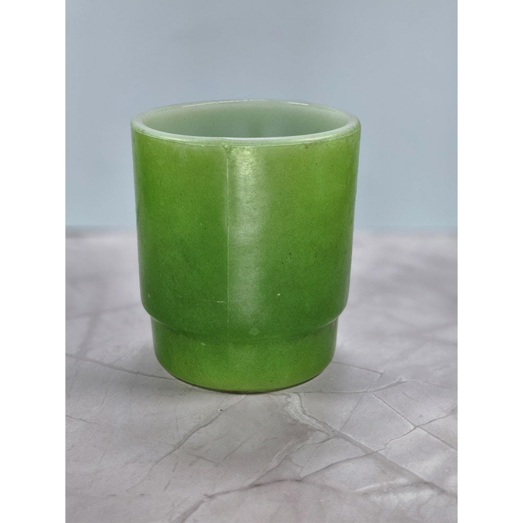 Vintage Anchor Hocking Green Stackable Mug Oven-Proof Glass 3.5"