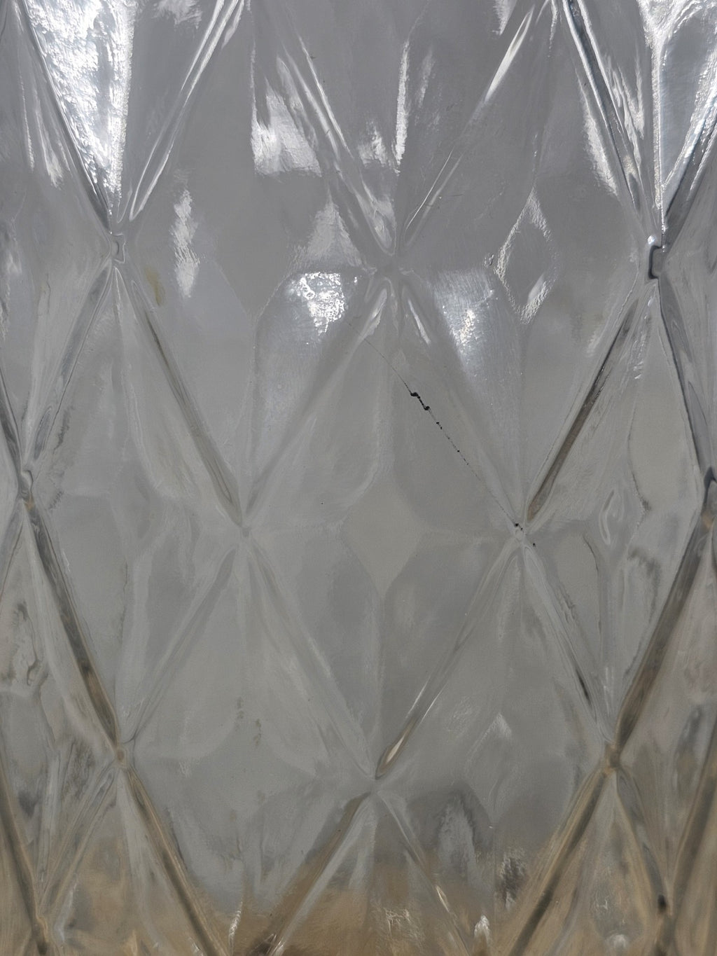 12" Glass Diamond-Cut Cylinder Vase – Vintage Clear Textured Centerpiece