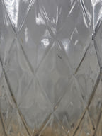 12" Glass Diamond-Cut Cylinder Vase – Vintage Clear Textured Centerpiece