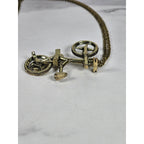 Vintage Bicycle Pendant Necklace Gold Tone Bike Charm Cyclist Jewelry