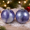 Vintage Blown Glass Christmas Ornaments Purple Blue Iridescent Set of 2