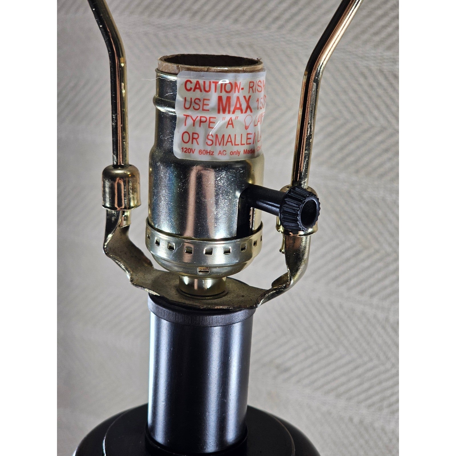 Vintage Wood Table Lamp 30" Tall Black Gold Distressed Base