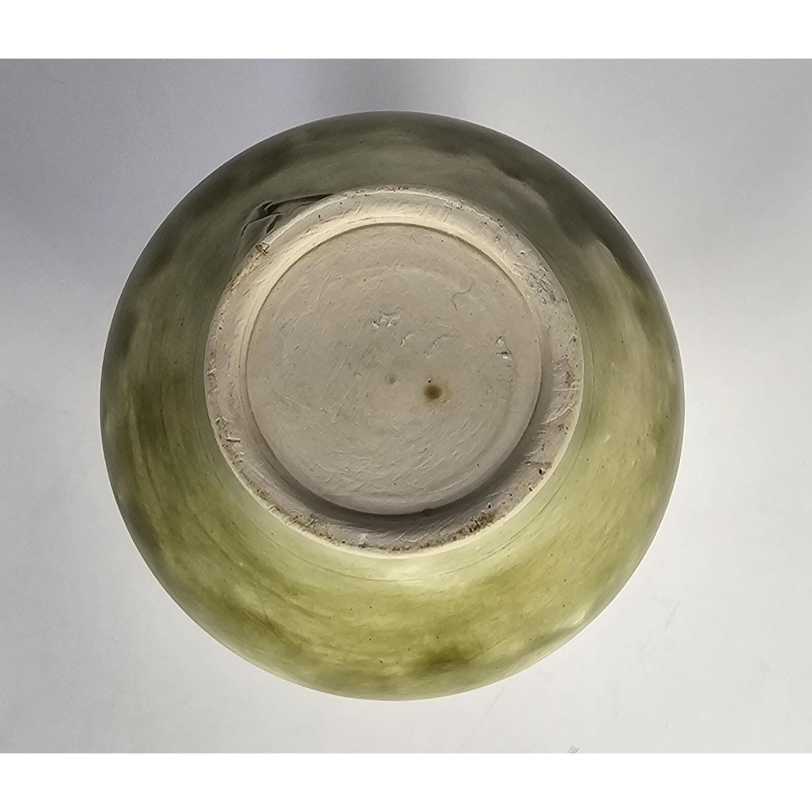 Green & Brown Drip-Glaze Pottery Vase • 5″ x 4.5″ Rustic Earth-Tone