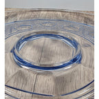 Vintage Anchor Hocking Blue Chip and Dip Plate Glass Serving Tray