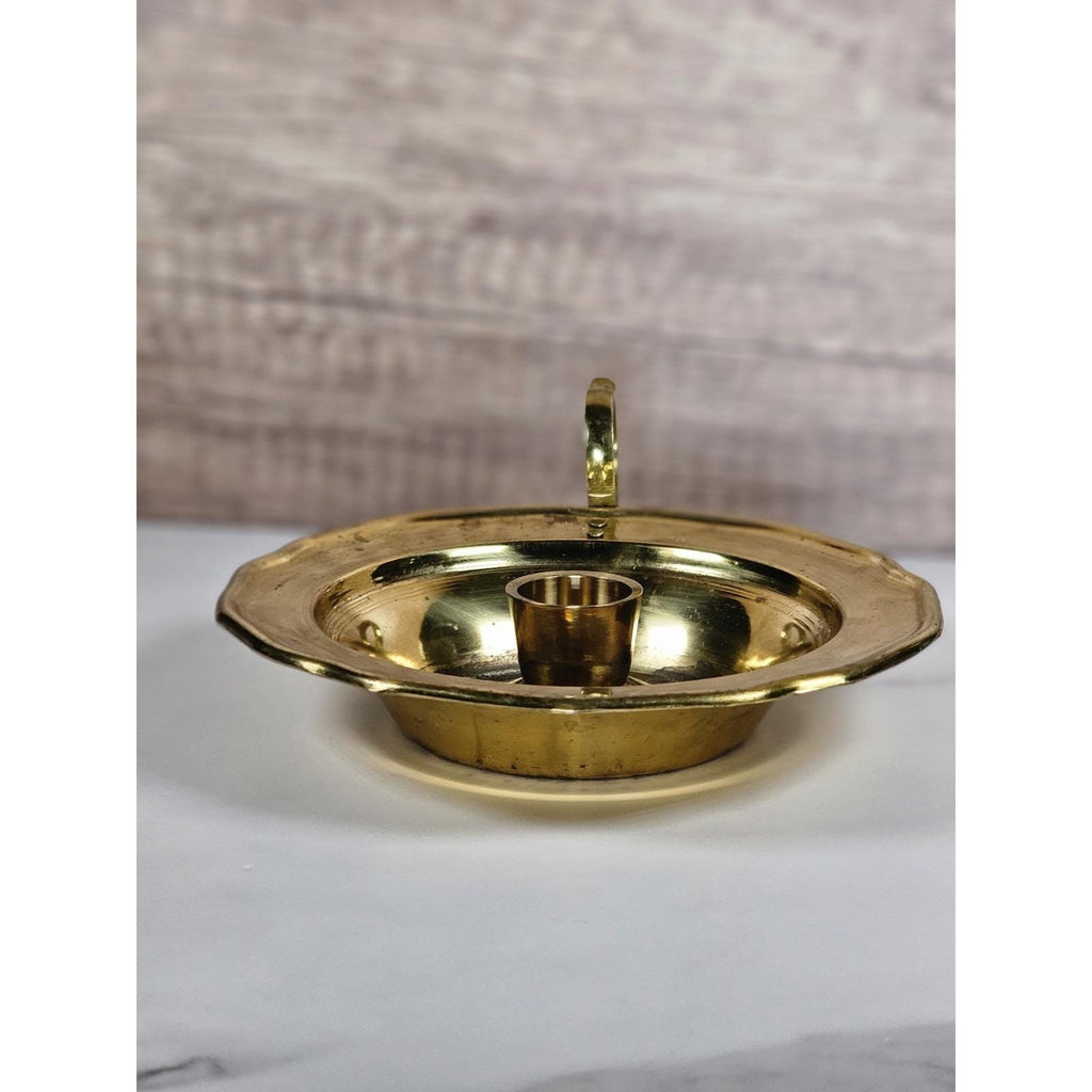 Vintage Brass Chamberstick Candle Holder with Handle | Made in India
