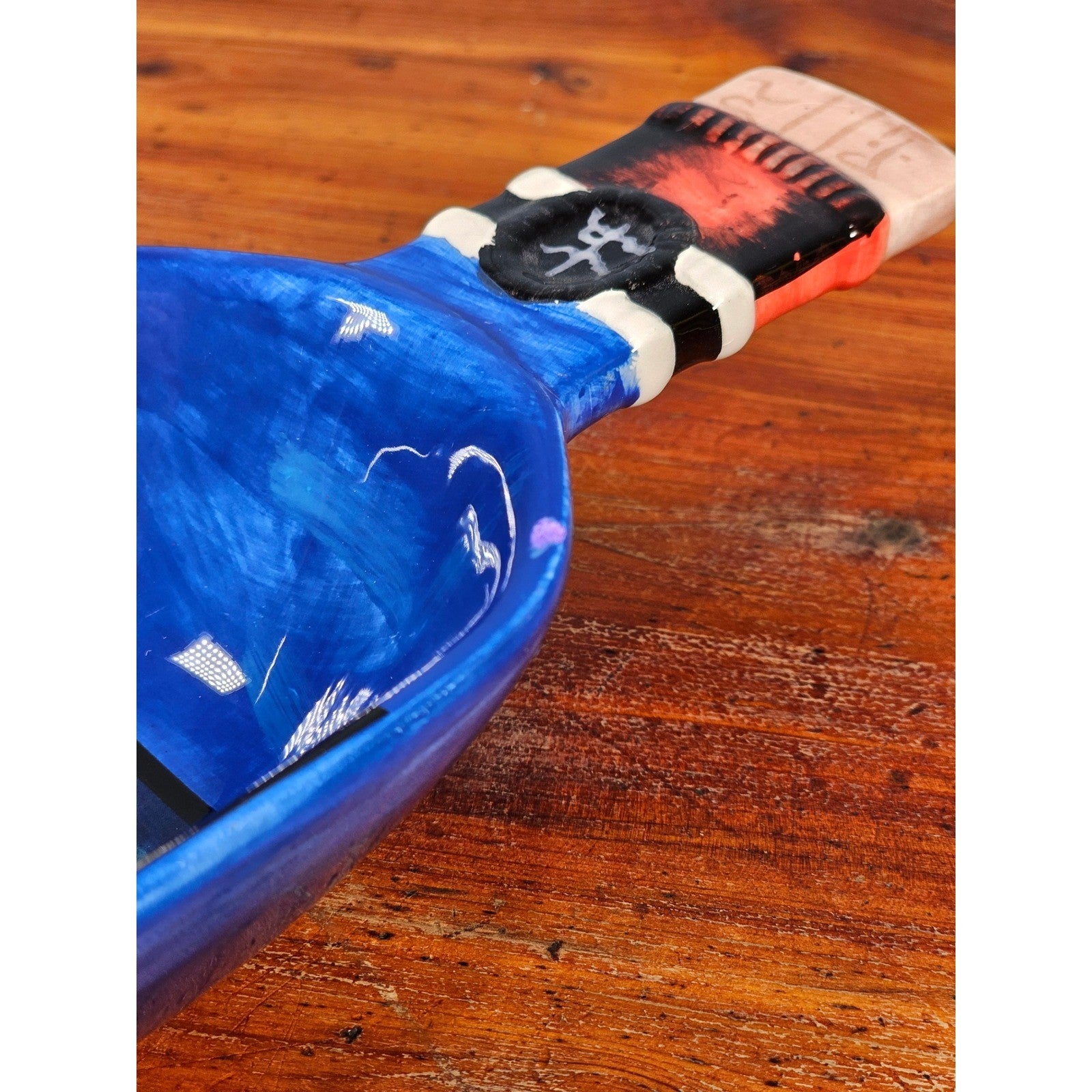 Blue Ceramic Wine Bottle Shaped Serving Dish with Chardonnay Scene NAPA VALLEY