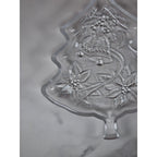 Vintage Soga Japan Frosted Glass Christmas Tree Serving Plate 8x6.5