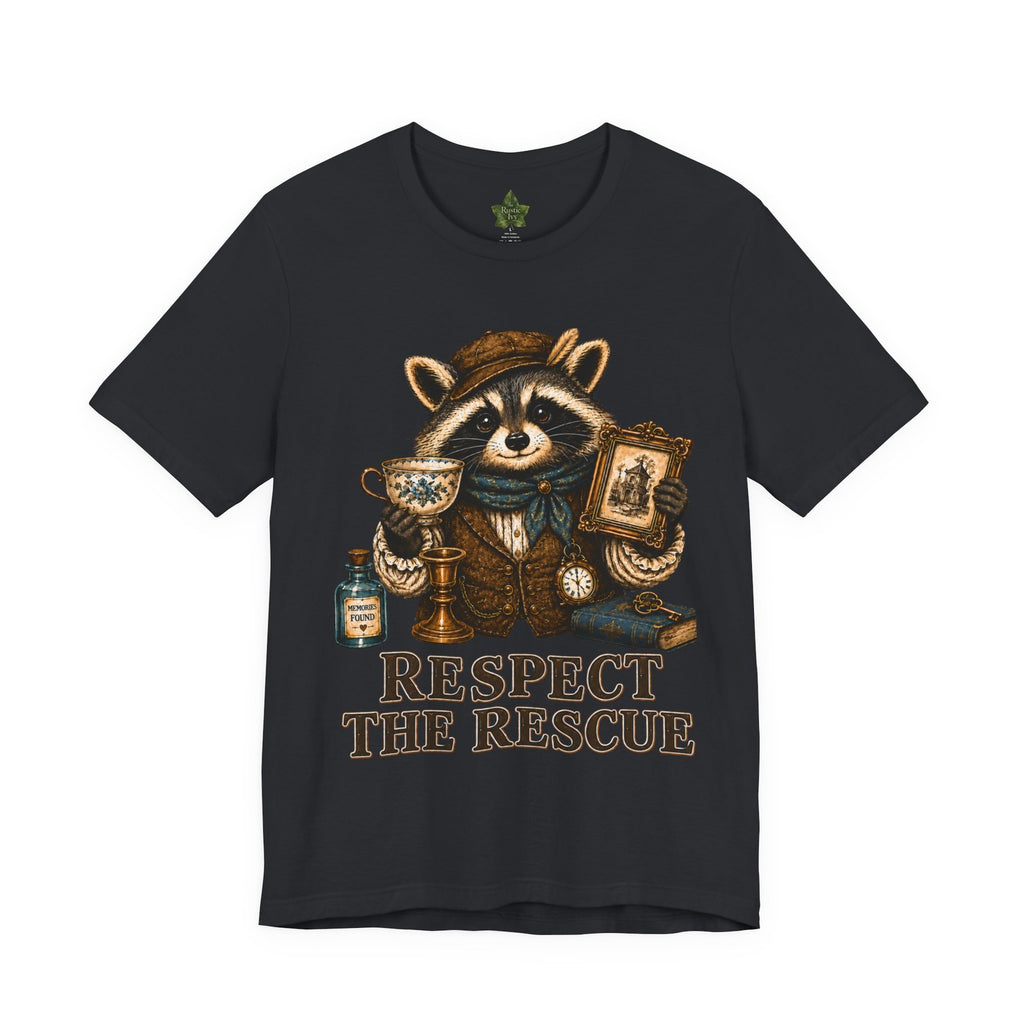 Respect The Rescue Raccoon Tee, Vintage Thrift Lover Shirt, Estate Sale Gift