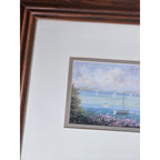 Vintage Coastal Cottage Framed Print Wall Art | Nautical Harbor Scene
