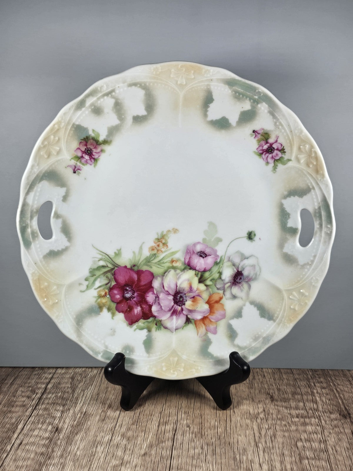 Three Crown China Serving Plate Stunningly Beautiful 1909-1916 Pastel Scalloped