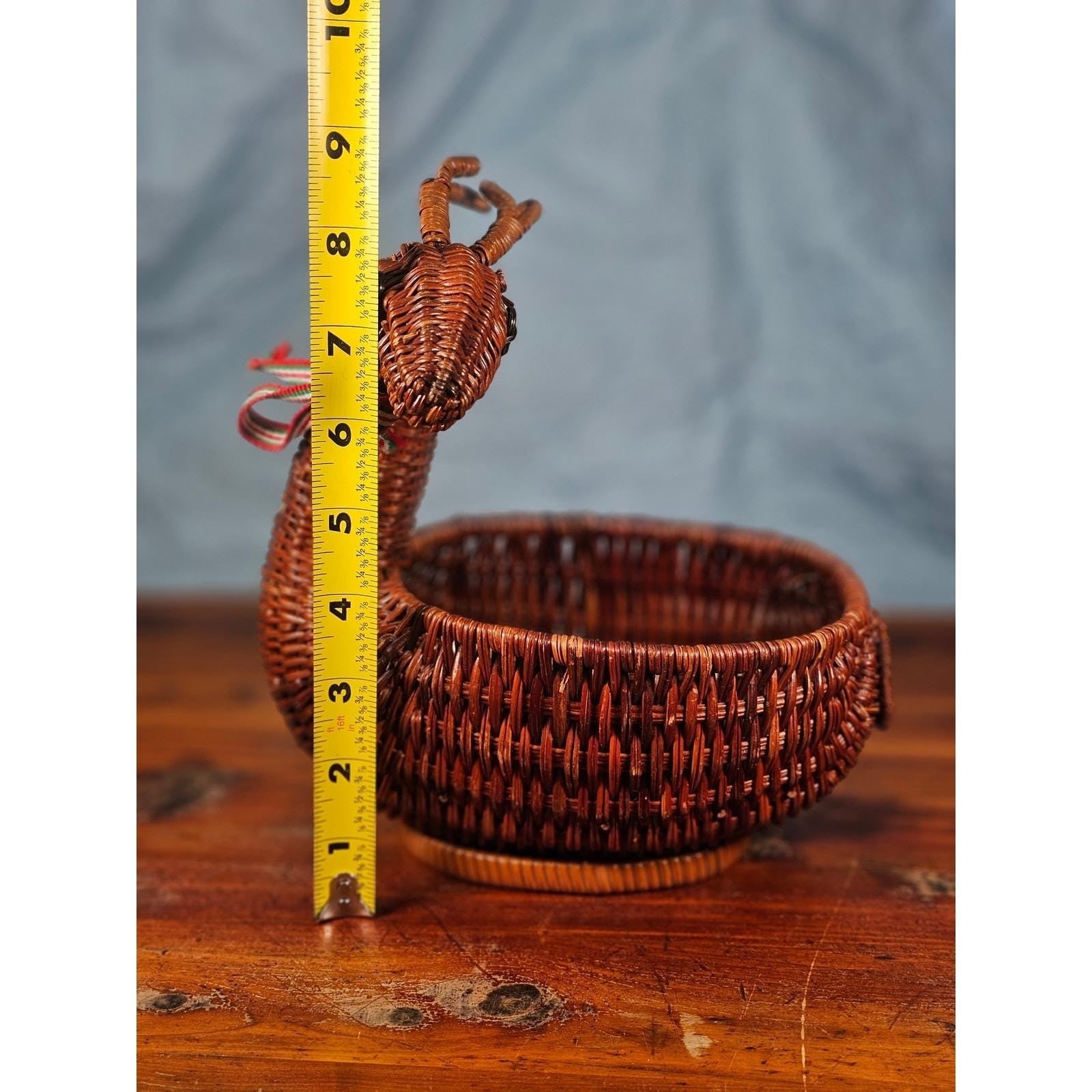 Vintage Wicker Deer Basket Rustic Primitive Holiday Decor Storage