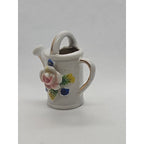 Miniature Vintage Porcelain Watering Can Figurine Roses Gold Trim Japan 2″