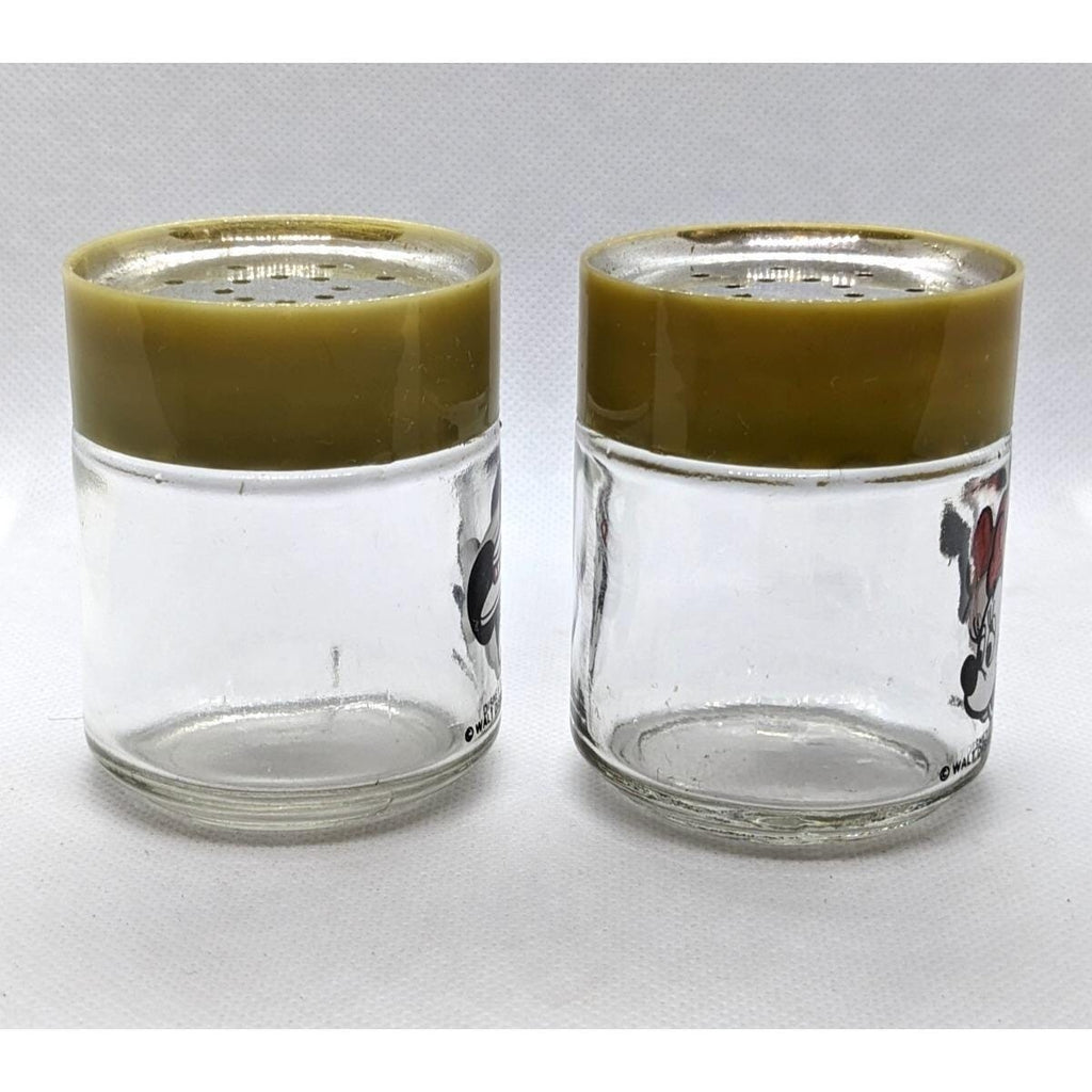 Mickey Minnie Salt Pepper Shakers Vintage Disney Glass Set