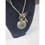 Vintage Pocket Watch Necklace Eiffel Tower Charm Long Chain