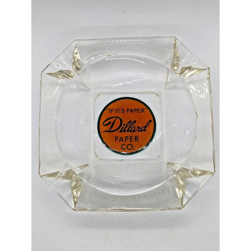 Dillard Paper Co 1960s  Glass Ashtray Octagonal Logo Tray