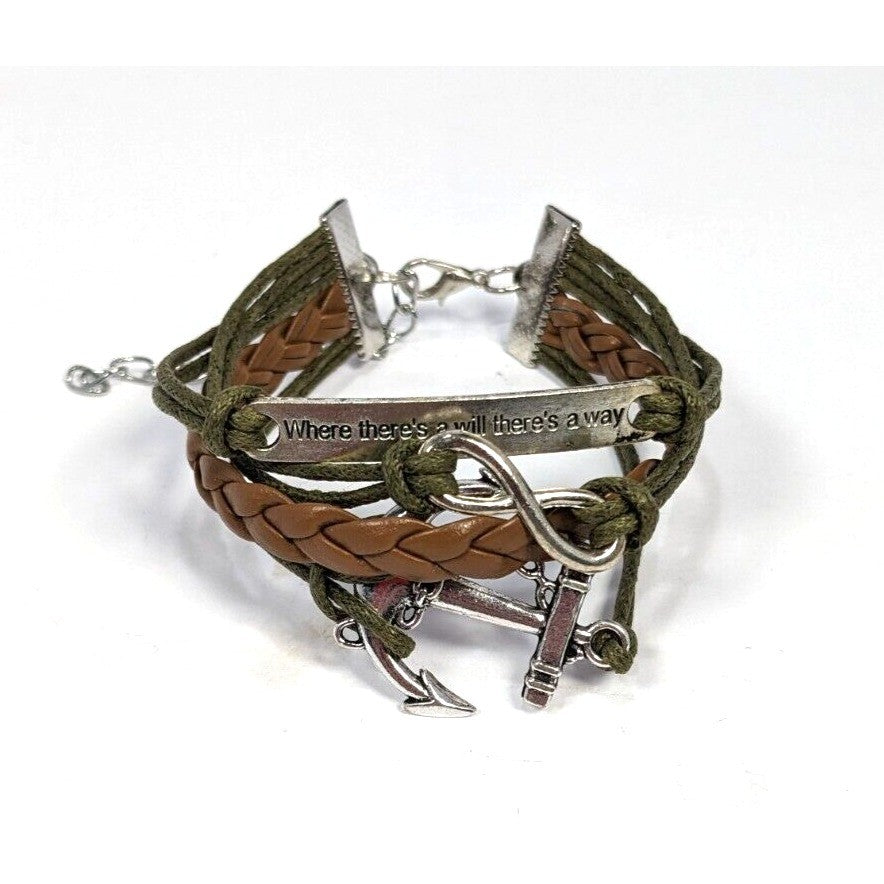 Vintage Leather Cord Bracelet Anchor Infinity Charm Multicolor Fashion Jewelry