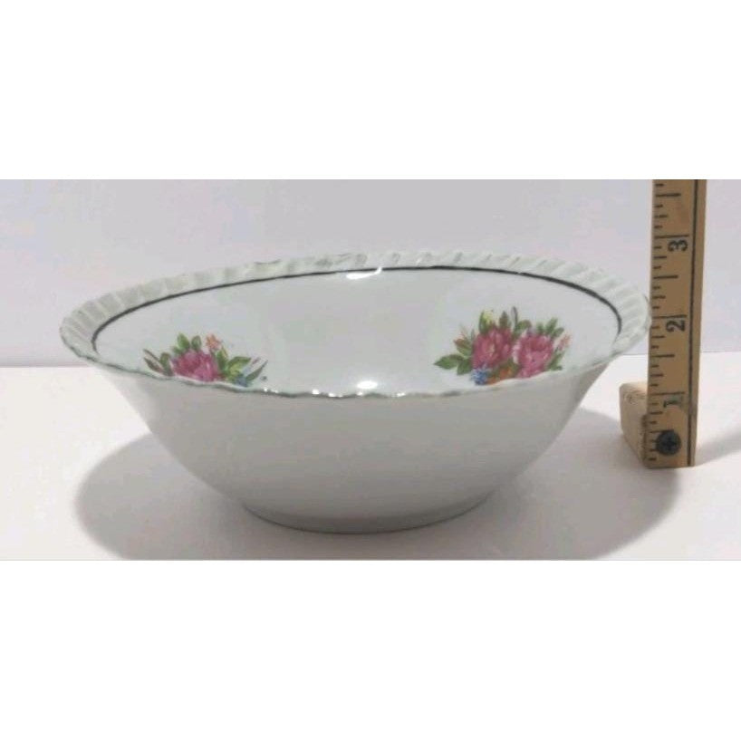 Vintage Yamatsu Japan Floral Porcelain Bowl Scalloped