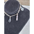 Vintage Southwestern Charm Bracelet Silver Tone Figaro Chain