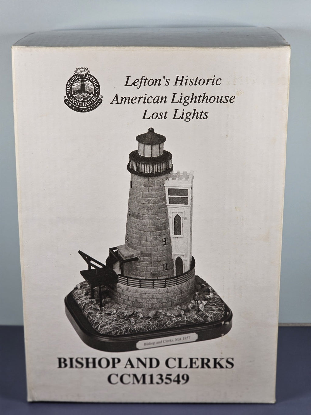 Lefton Lost Lights Bishop & Clerks MA 1857 Lighthouse Figurine With Tin & COA
