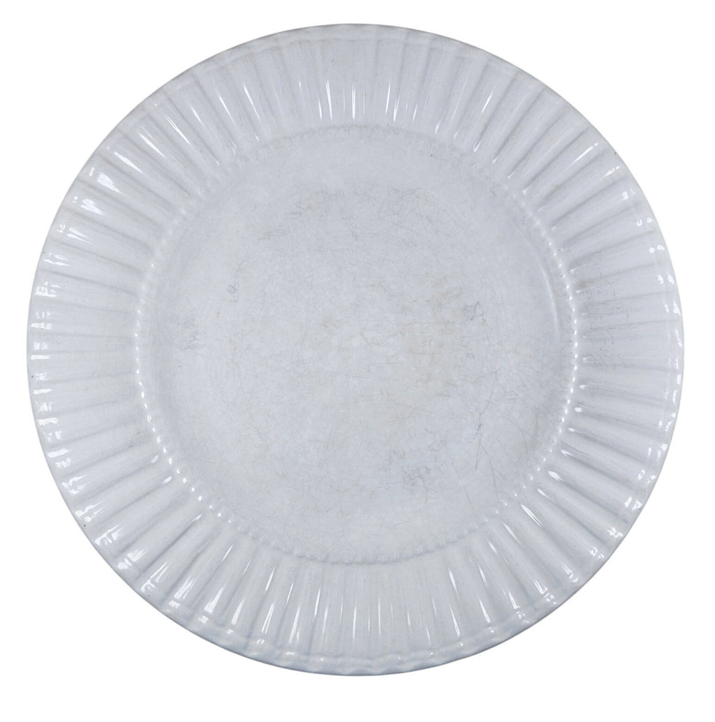 Set Of 6 White Embossed Dinner Plates Thomson Pottery 10.75 Inch Ceramic