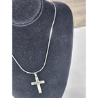 Vintage Silver Tone Cross Necklace Minimalist Christian Pendant