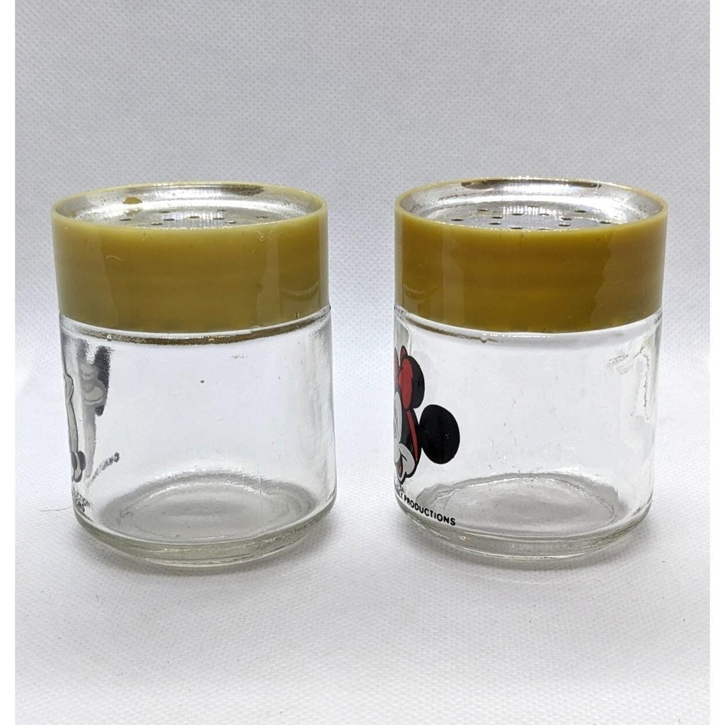 Mickey Minnie Salt Pepper Shakers Vintage Disney Glass Set
