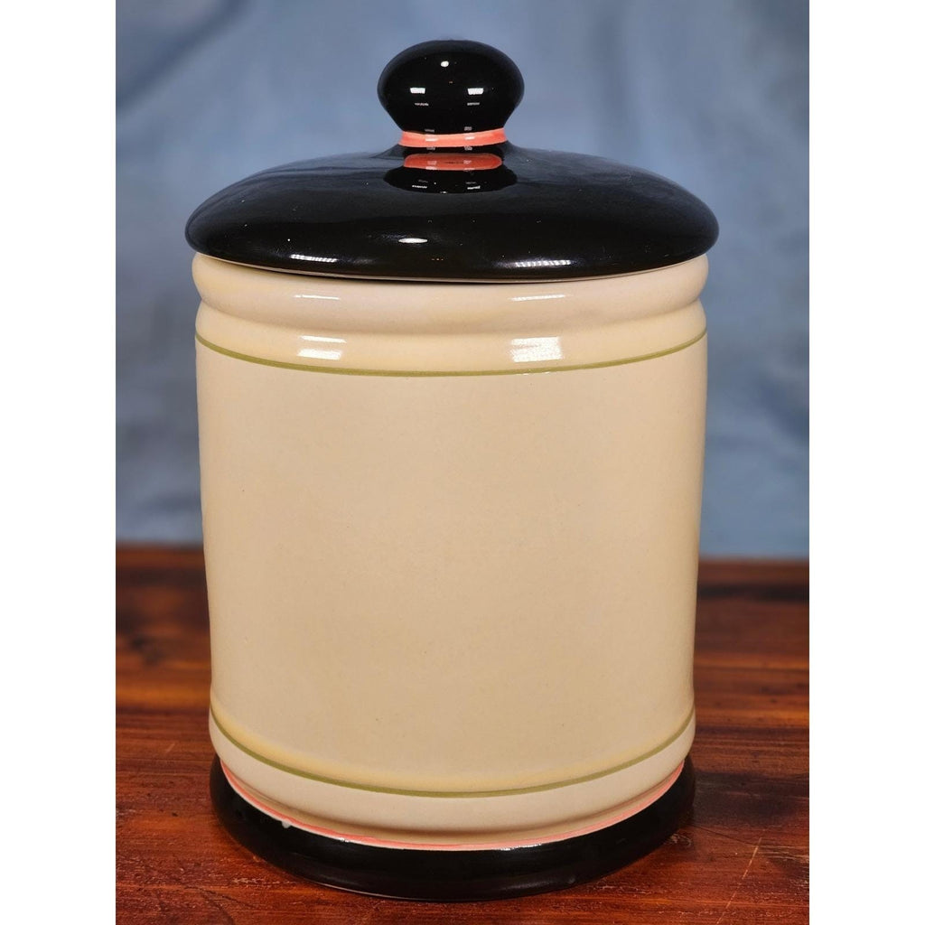 Vintage OGGI Tuscan Wine Label Ceramic Canister With Lid 8 In