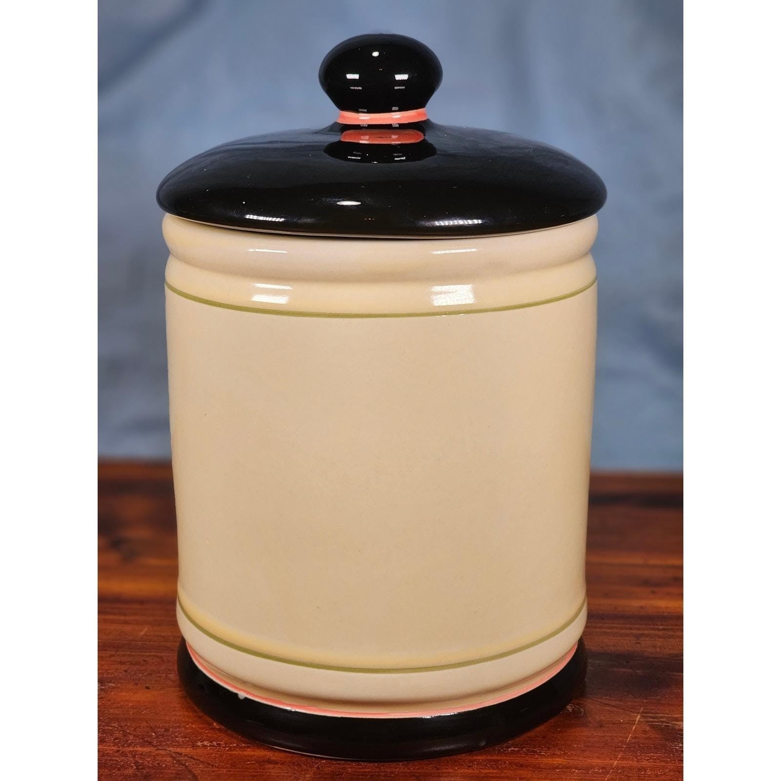 Vintage OGGI Tuscan Wine Label Ceramic Canister With Lid 8 In