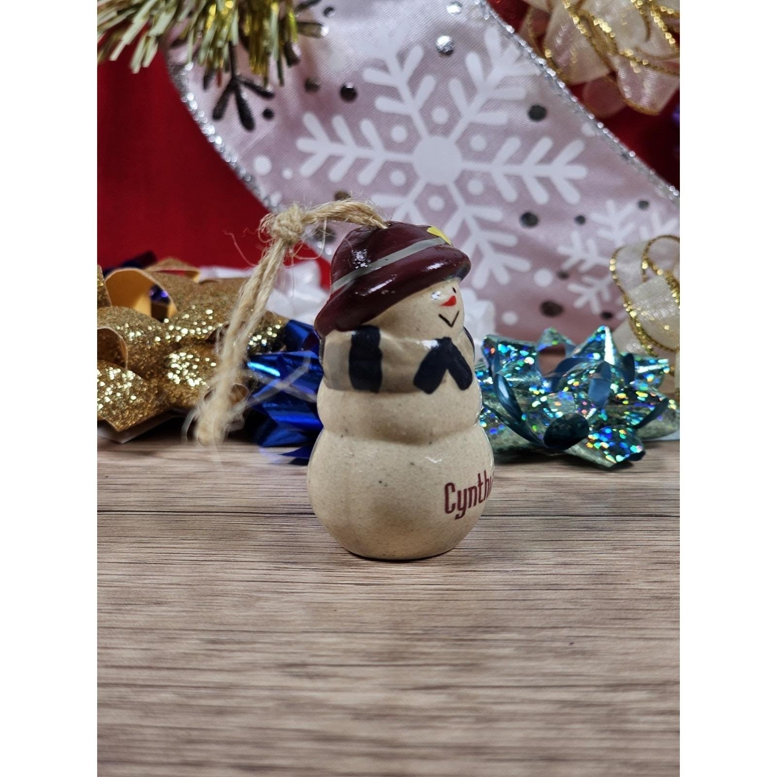 Vintage Snowwoman Ornament Cynthia Personalized Christmas Decor