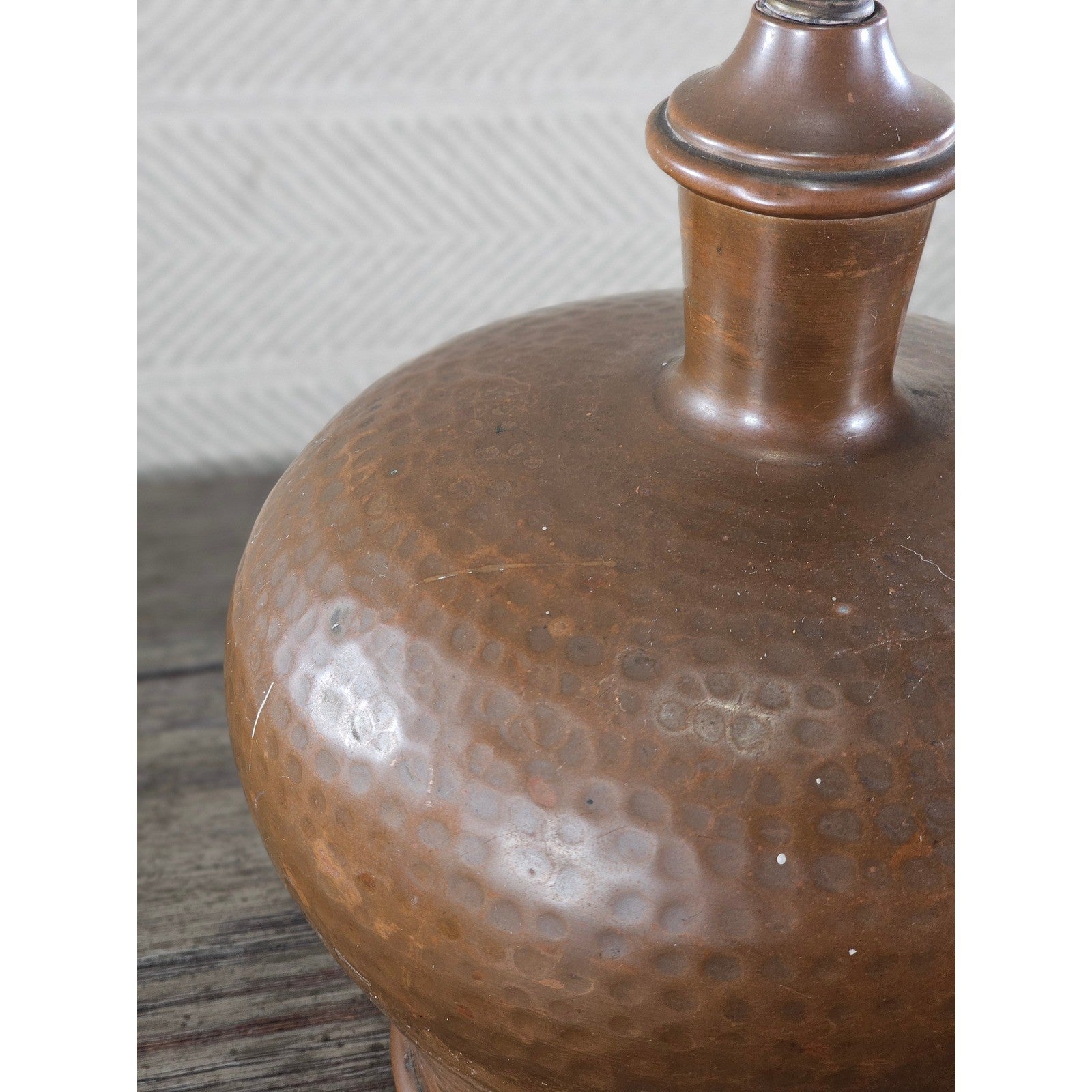 Vintage Hammered Copper Table Lamp 25" Rustic Mid Century Base