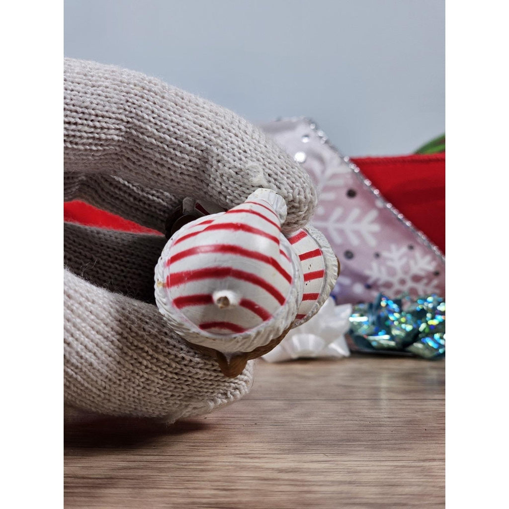 Vintage Bear Figurine Candy Cane Pajamas Teddy Bear 2.5 Inch