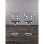 Vintage Clear Bowl Wine Glasses Set of 2 Stemware 8.5" Tall