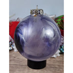 Vintage Blown Glass Christmas Ornaments Purple Blue Iridescent Set of 2