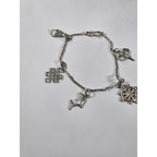 Vintage Silver Charm Bracelet Dolphin Clover Nautical Theme