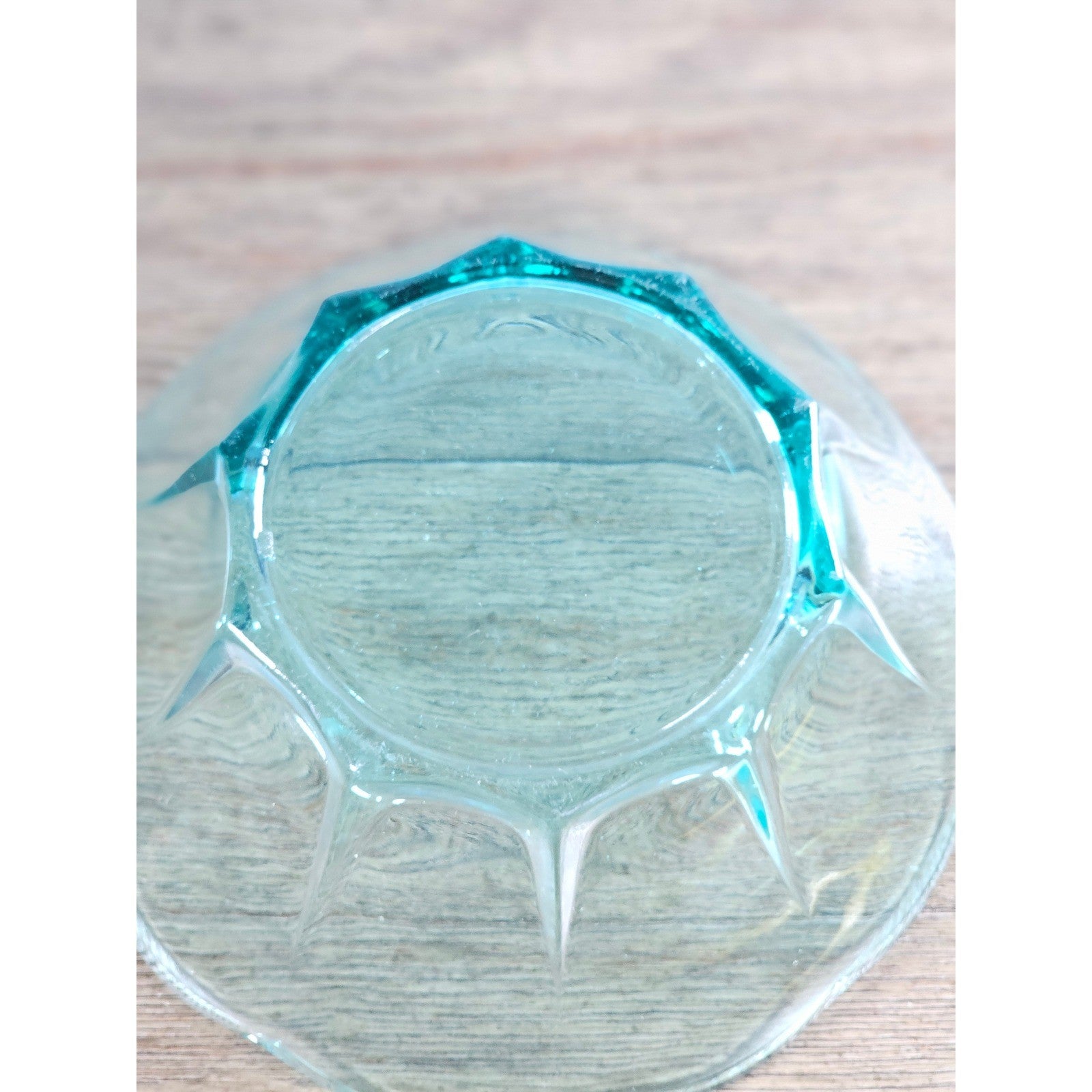Vintage Aqua Glass Scalloped Bowl | 8 Inch Decorative Serving Dish