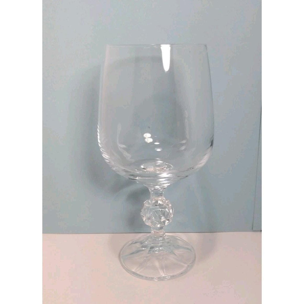 Vintage Claudia Bohemia Crystal Goblet Knob Stem 6.5" Tall