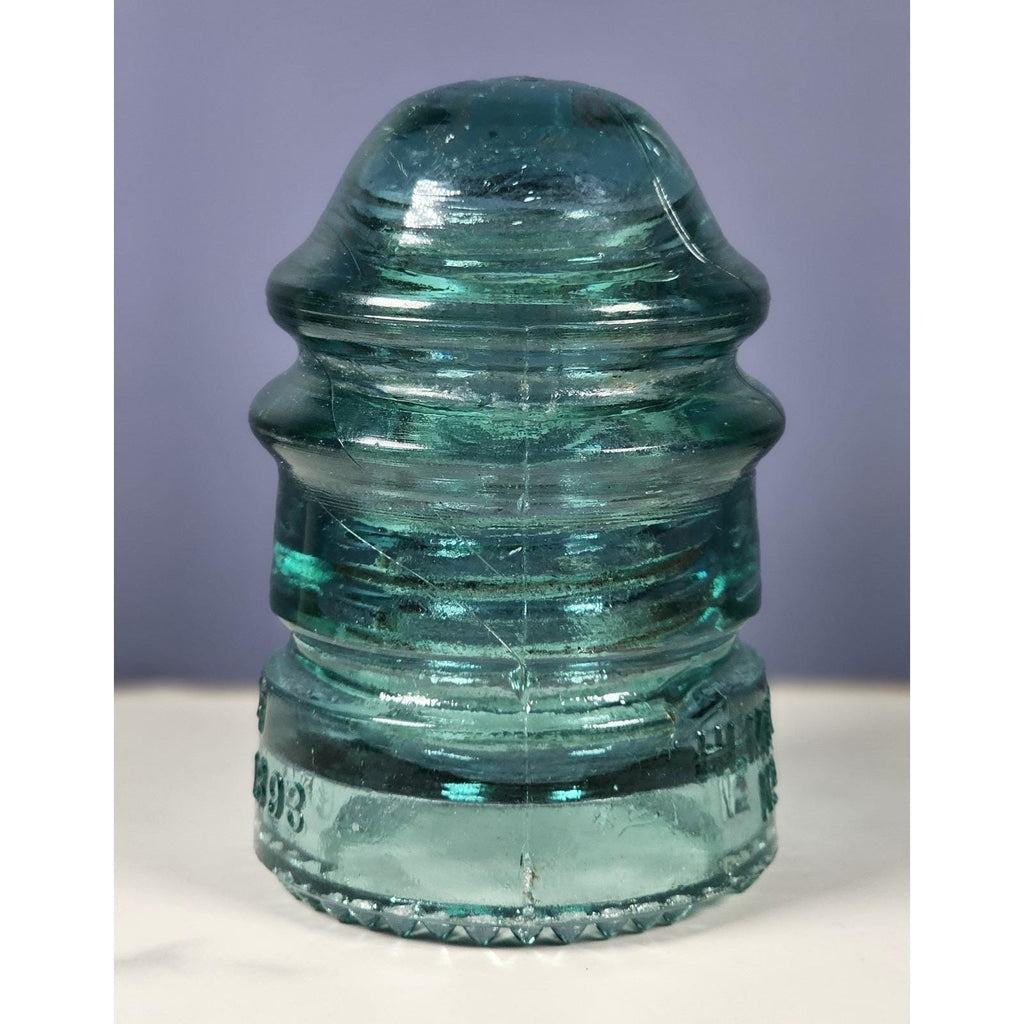Vintage Hemingray No 12 Glass Insulator Aqua Blue 1893 Patent