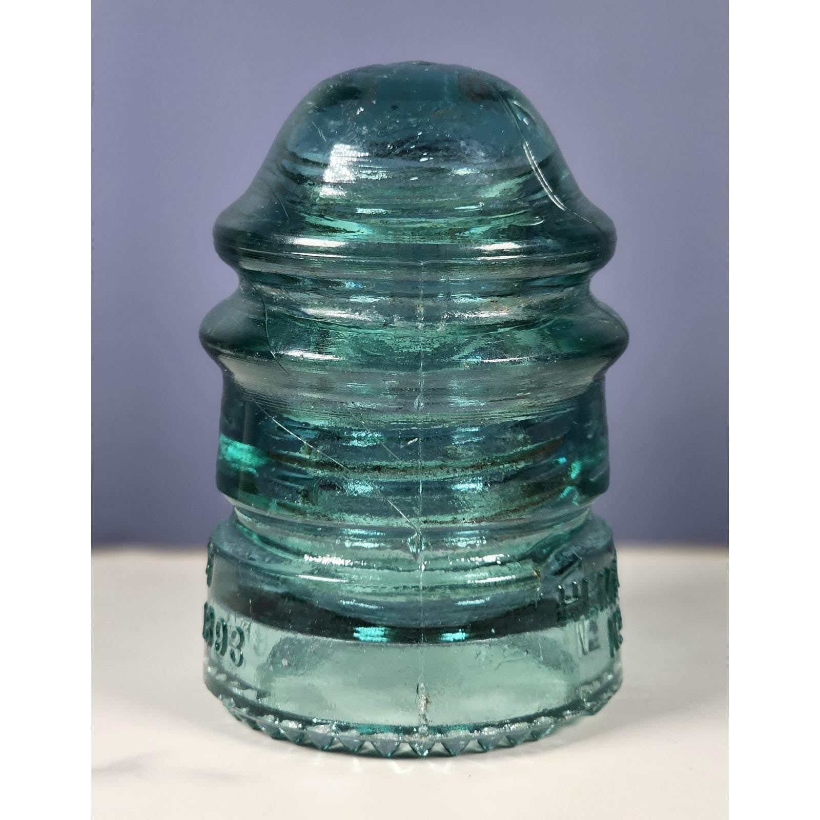 Vintage Hemingray No 12 Glass Insulator Aqua Blue 1893 Patent