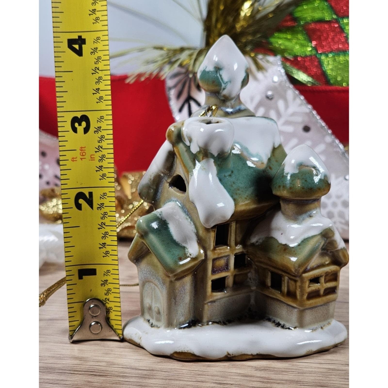 Vintage Church Ornament Snow Covered Ceramic Christmas Decor