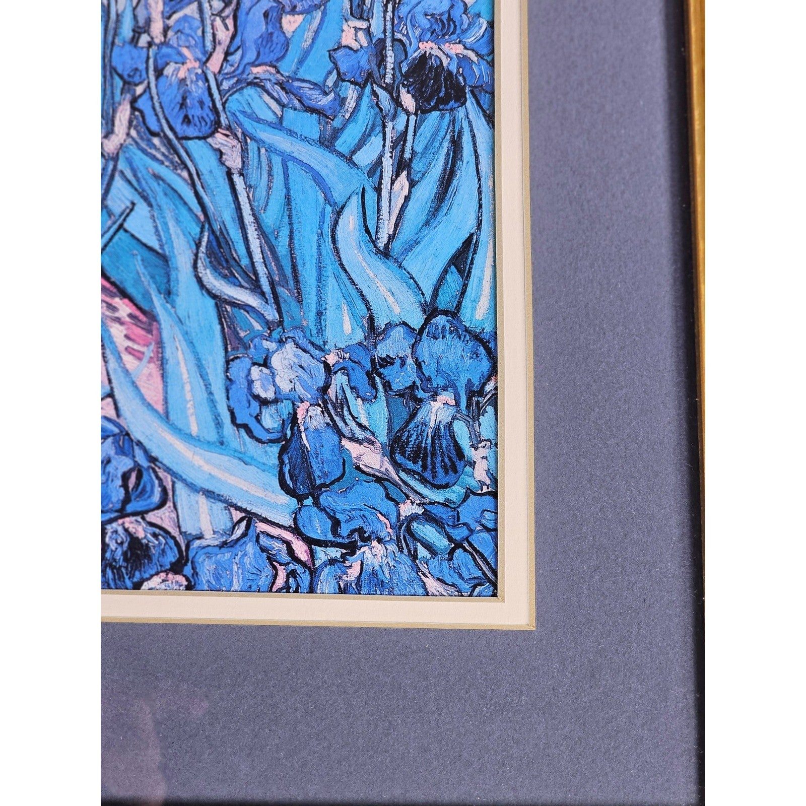 Vintage Framed Iris Art Print | Les Irises Floral Wall Art | 16x14 Gold Frame