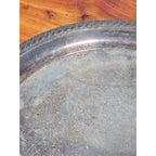 Vintage Silverplate Serving Tray 12 Inch Round Etched Floral Pattern